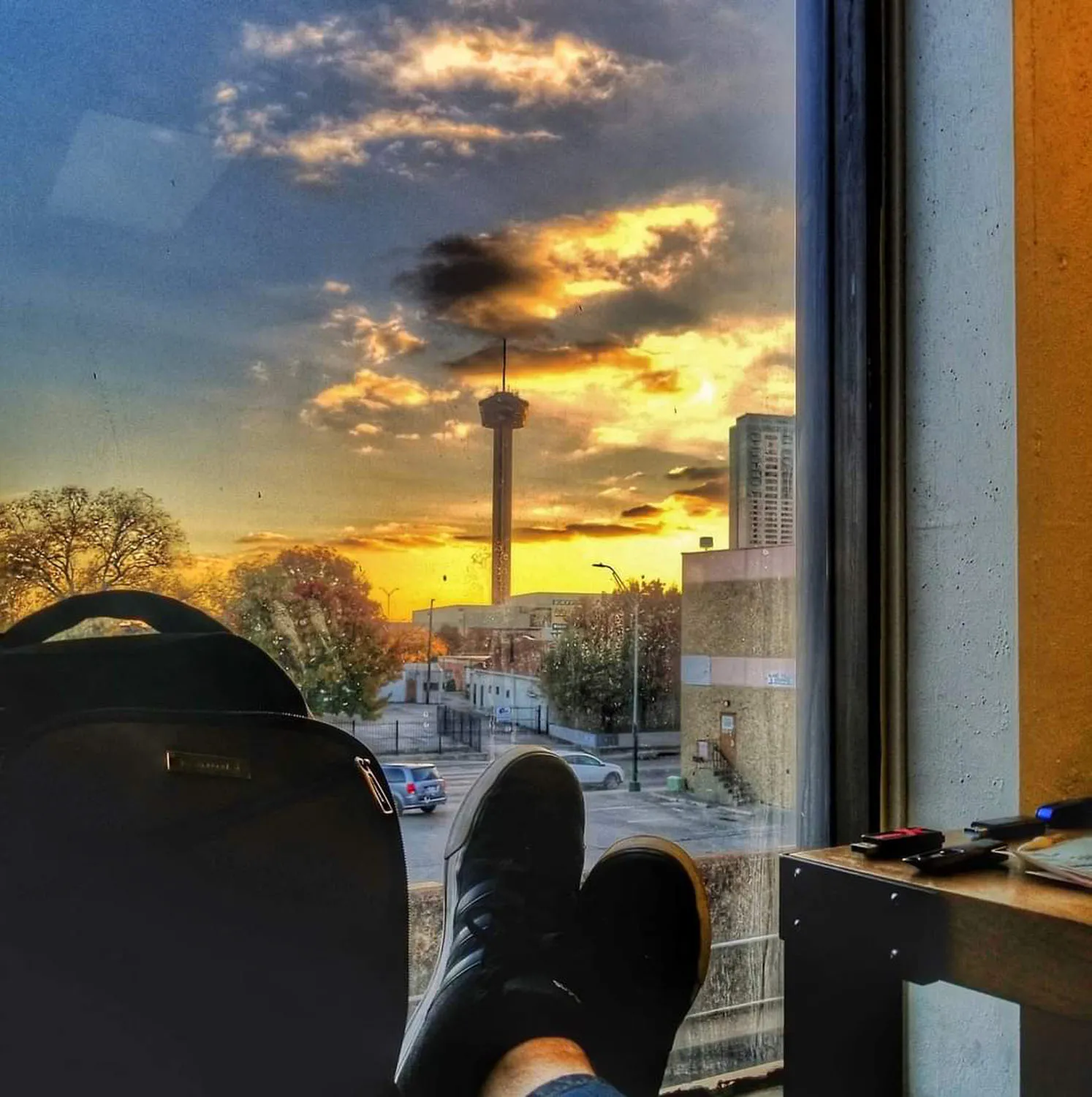 San Antonio sunset view with Tower of the Americas